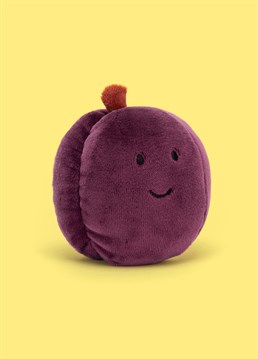 <ul>    <li>You&rsquo;ll never be glum with this plum pal around!</li>    <li>Look who just rolled in! The Fabulous Fruit Plum by Jellycat is a gorgeous addition to any fruit bowl with silky, burgundy skin and a tuft of gingery stalk.</li>    <li>Sweet n soft, you'll find it hard not to take a bite out of this round rascal - or at least give him a big squeeze!</li>    <li>Dimensions: 6cm high, 7cm wide</li></ul>